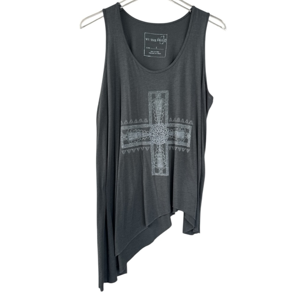 We The Free Asymmetrical Dark Gray Graphic Tank Size Small